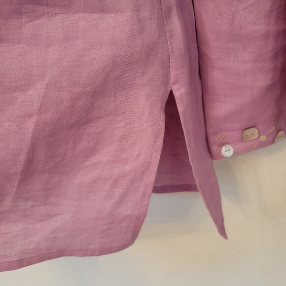 Richard Malcolm S Purple Irish Linen Top Shell Button Accents Flowy Boxy Oversiz - Picture 5 of 7